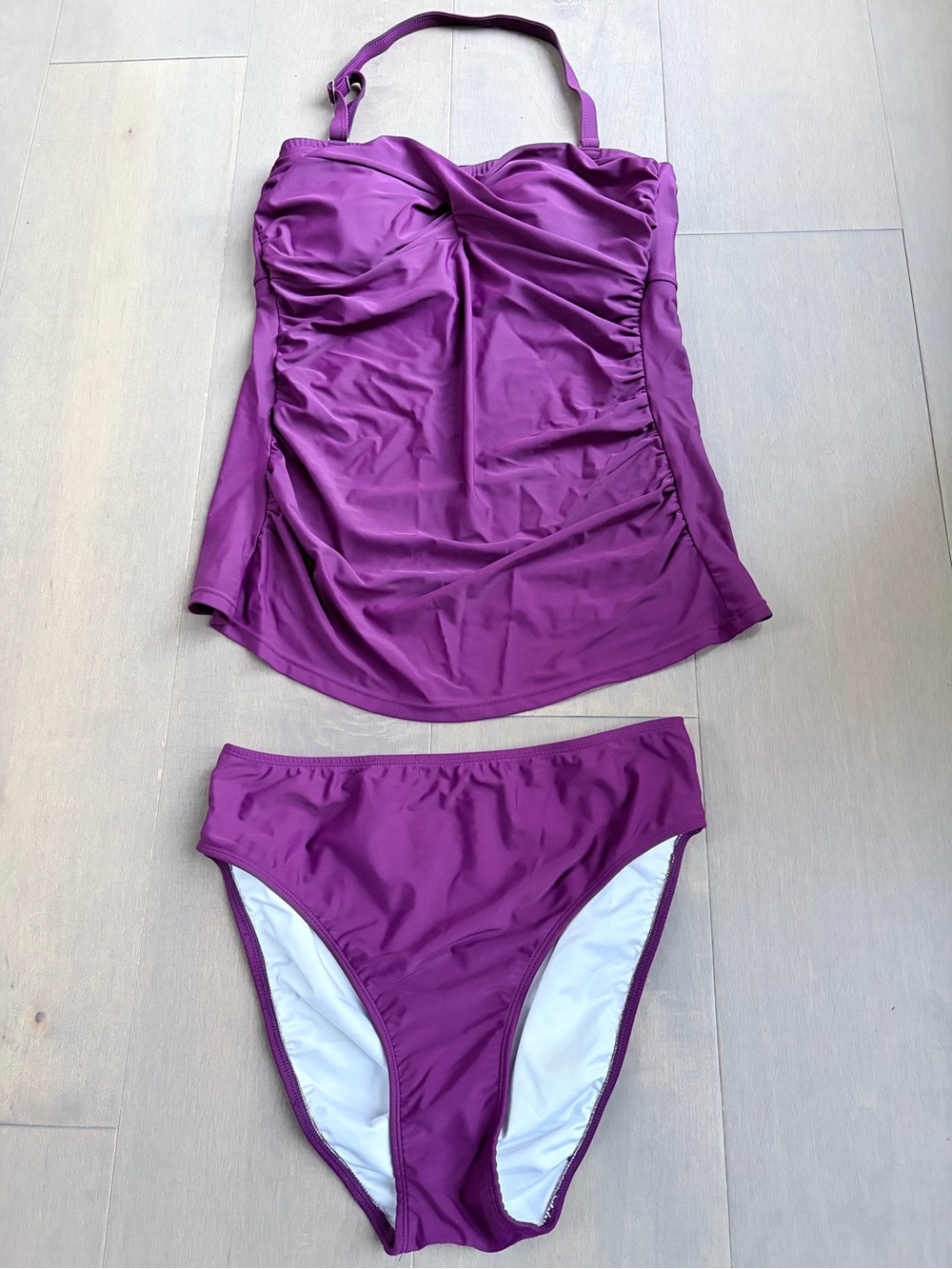 VENUS Purple Ruched Tankini with Classic Bikini Brief